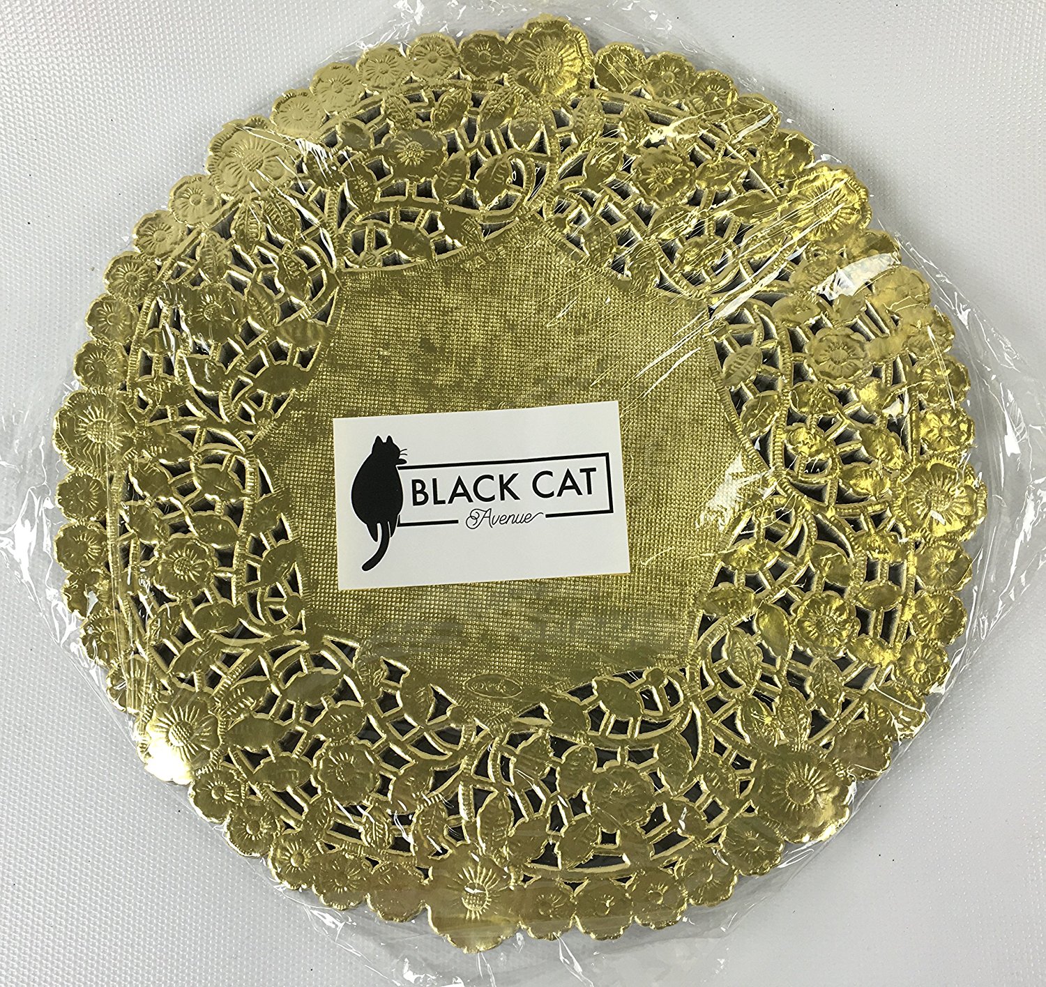 Gold Foil Lace Doilies, 8 Inches, 50Pack Black Cat Avenue